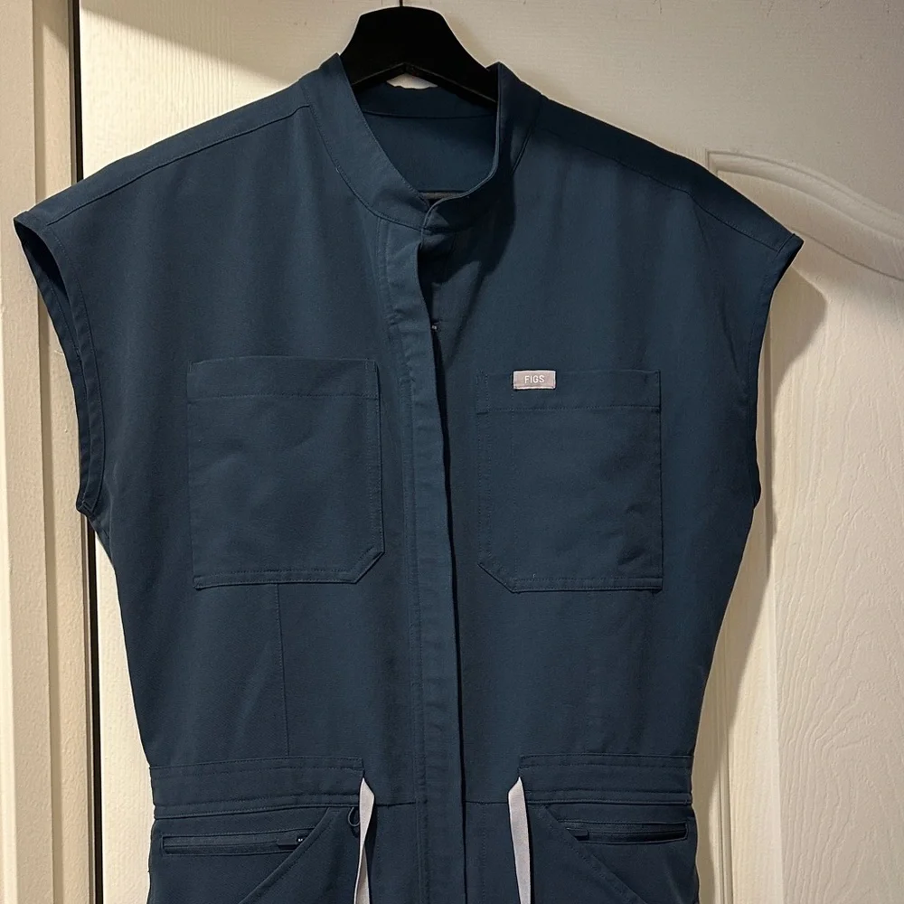 Figs Deep Blue Sleeveless Jumpsuit - Picture 2 of 4